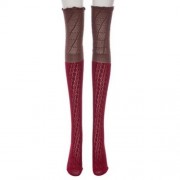 TRENDY LADIES SOFT LACE BOOT SOCKS STRETCH LEG CUFFS (DARK RED   KHAKI)