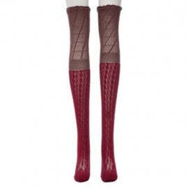 TRENDY LADIES SOFT LACE BOOT SOCKS STRETCH LEG CUFFS (DARK RED   KHAKI)