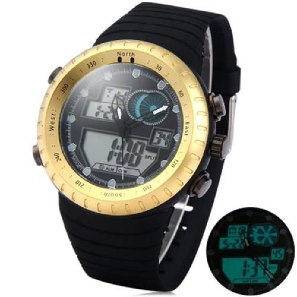 LED WATCH DIGITAL ANALOG WRISTWATCH (GOLDEN)