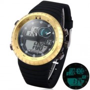 LED WATCH DIGITAL ANALOG WRISTWATCH (GOLDEN)
