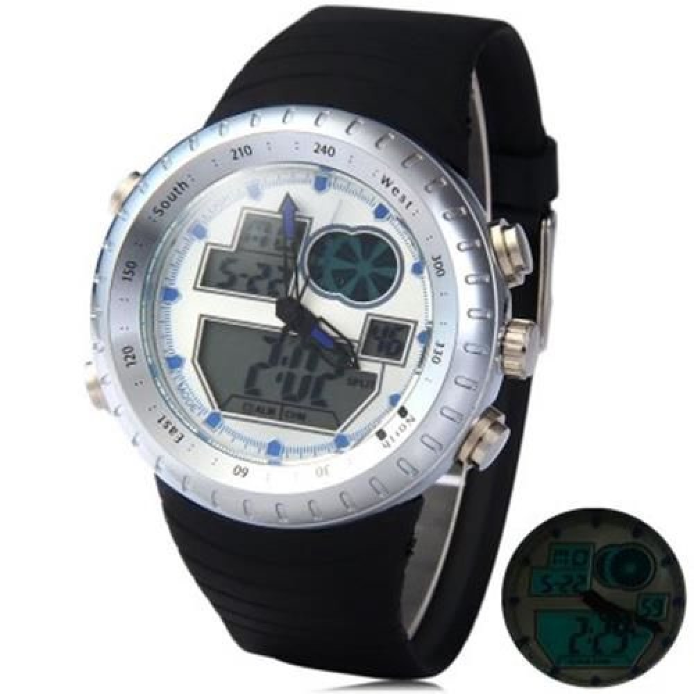 LED WATCH DIGITAL ANALOG WRISTWATCH (SILVER)