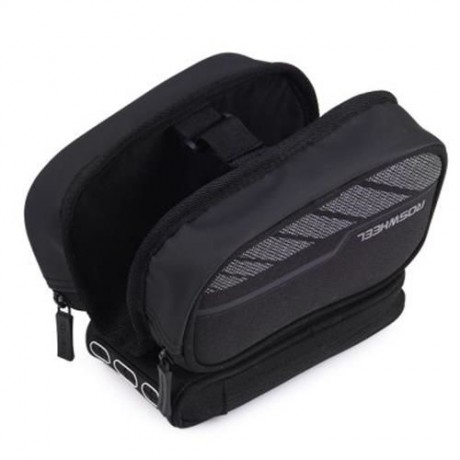 ROSWHEEL 5.5 INCH TOUCH SCREEN BICYCLE FRONT TUBE PHONE BAG HOLDER DOUBLE POUCH (BLACK)