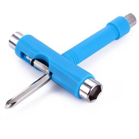 SKATEBOARD TOOL ALL IN ONE SCREWDRIVER SOCKET MULTIFUNCTION SKATE T-TOOL (BLUE)