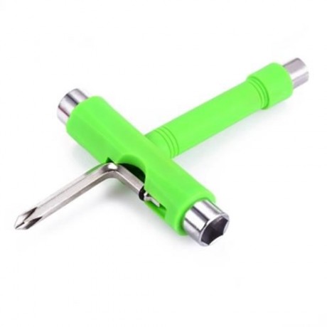 SKATEBOARD TOOL ALL IN ONE SCREWDRIVER SOCKET MULTIFUNCTION SKATE T-TOOL (GREEN)