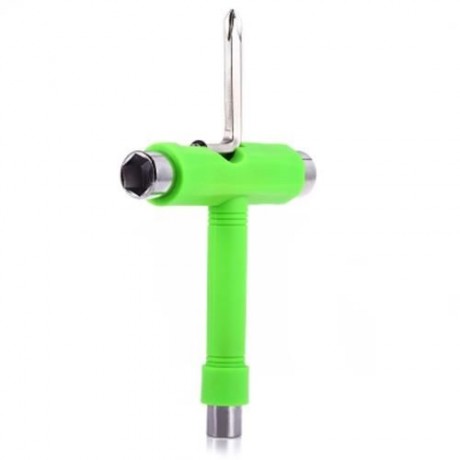 SKATEBOARD TOOL ALL IN ONE SCREWDRIVER SOCKET MULTIFUNCTION SKATE T-TOOL (GREEN)