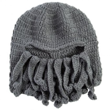 TRENDY MEN WOMEN HANDMADE KNITTING WOOL OCTOPUS ADULT HAT (DEEP GRAY)