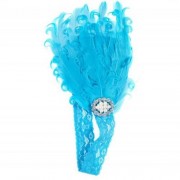 STYLISH FEATHER FLOWER DIAMOND STRETCHY BABY GIRLS HEADBAND (BLUE)