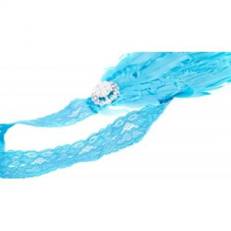 STYLISH FEATHER FLOWER DIAMOND STRETCHY BABY GIRLS HEADBAND (BLUE)