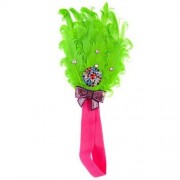 STYLISH FEATHER FLOWER DIAMOND STRETCHY BABY GIRLS HEADBAND (GREEN)