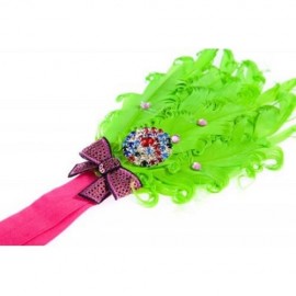 STYLISH FEATHER FLOWER DIAMOND STRETCHY BABY GIRLS HEADBAND (GREEN)