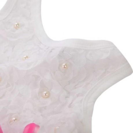CUTE ROUND COLLAR SLEEVELESS COLORFUL PETALS BABY GIRLS GAUZE VEST DRESS (PINK)
