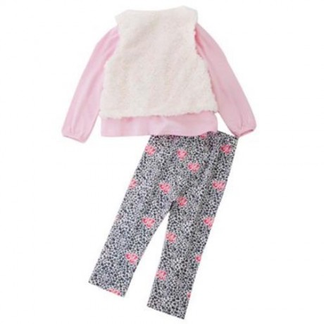 3PCS HAN EDITION ROUND NECK LONG SLEEVE FLOWER PRINT T-SHIRT PANTS WAISTCOAT FOR BABY GIRL