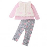 3PCS HAN EDITION ROUND NECK LONG SLEEVE FLOWER PRINT T-SHIRT PANTS WAISTCOAT FOR BABY GIRL