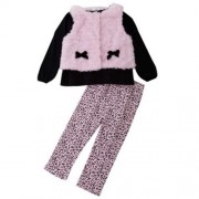 3PCS HAN EDITION ROUND NECK LONG SLEEVE FLOWER PRINT T-SHIRT PANTS WAISTCOAT FOR BABY GIRL