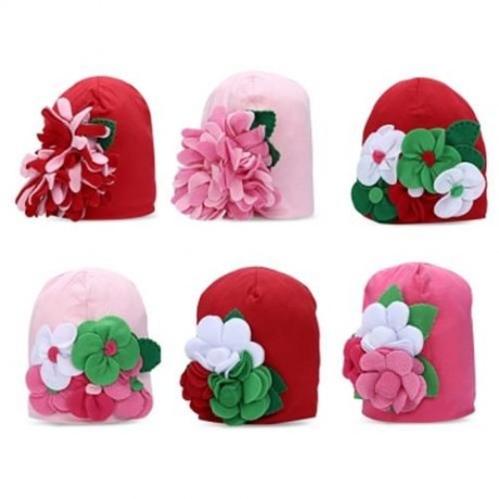 STYLISH BIG FLOWER DECORATED BABIES BEANIE HAT (#1)
