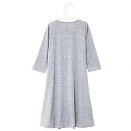 BOHEMIAN ROUND NECK LONG SLEEVE BIG BUTTERFLY PRINT LOOSE GIRLS LONG DRESS (GRAY)