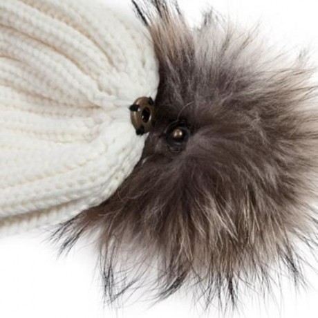 HAN EDITION TRENDY SOLID COLOR RACCOON BALL TOP THICKENING KNITED STRETCHY GIRLS BEANIE HA