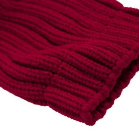 HAN EDITION TRENDY SOLID COLOR RACCOON BALL TOP THICKENING KNITED STRETCHY GIRLS BEANIE HA