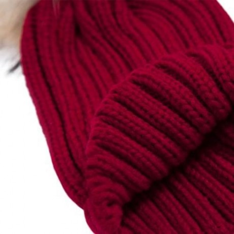 HAN EDITION TRENDY SOLID COLOR RACCOON BALL TOP THICKENING KNITED STRETCHY GIRLS BEANIE HA