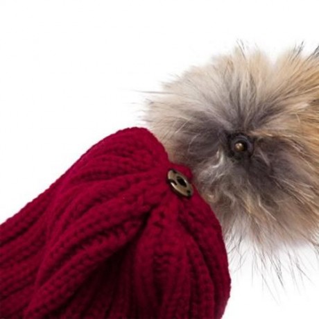 HAN EDITION TRENDY SOLID COLOR RACCOON BALL TOP THICKENING KNITED STRETCHY GIRLS BEANIE HA