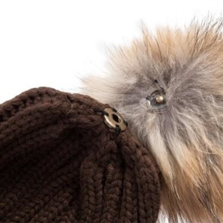 HAN EDITION TRENDY SOLID COLOR RACCOON BALL TOP THICKENING KNITED STRETCHY GIRLS BEANIE HA