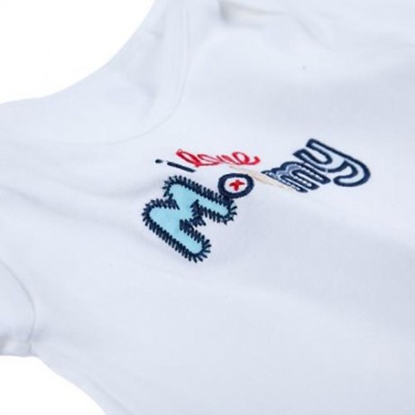 2PCS SWEET JEWEL COLLAR LONG SLEEVE LETTER EMBROIDERED BABIES ROMPER (WHITE   APPLIQUE PAT