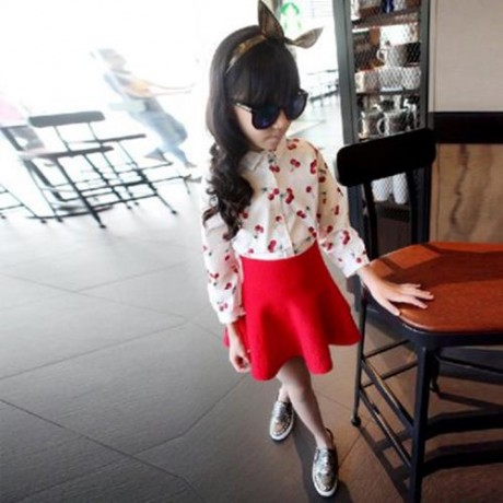 CHIC PURE COLOR HIGH WAIST WOOLEN KNITED PLEATED GIRLS SKIRT (RED)