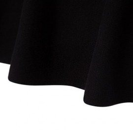 CHIC PURE COLOR HIGH WAIST WOOLEN KNITED PLEATED GIRLS SKIRT (BLACK)