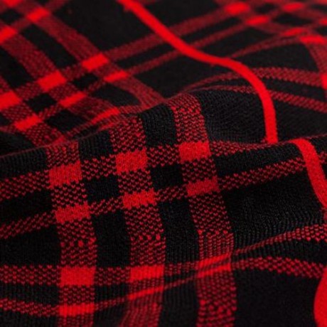 CHIC PURE COLOR HIGH WAIST WOOLEN KNITED PLEATED GIRLS SKIRT (RED WITH BLACK)