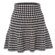 CHIC PURE COLOR HIGH WAIST WOOLEN KNITED PLEATED GIRLS SKIRT (WHITE AND BLACK)