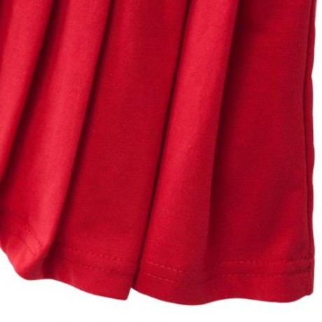 HAN EDITION TRENDY TURN DOWN NECK LONG SLEEVE BRACES COTTON GIRLS MINI DRESS (RED)