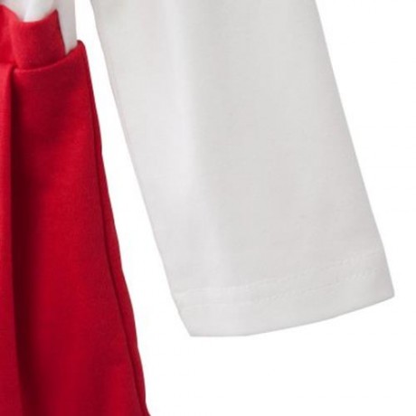 HAN EDITION TRENDY TURN DOWN NECK LONG SLEEVE BRACES COTTON GIRLS MINI DRESS (RED)