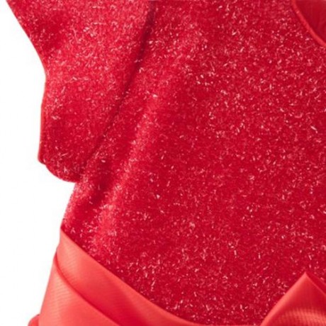 SWEET ROUND COLLAR SHORT SLEEVE BIG BOWKNOT GAUZE SEQUINS GIRLS PRINCESS DRESS (RED)