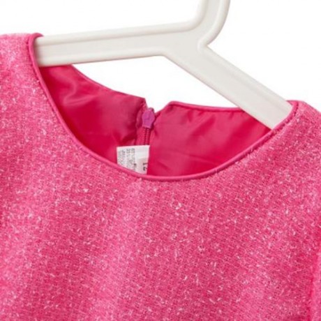 SWEET ROUND COLLAR SHORT SLEEVE BIG BOWKNOT GAUZE SEQUINS GIRLS PRINCESS DRESS (ROSE)