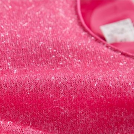 SWEET ROUND COLLAR SHORT SLEEVE BIG BOWKNOT GAUZE SEQUINS GIRLS PRINCESS DRESS (ROSE)