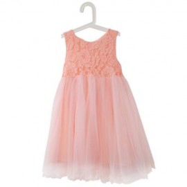 STYLISH JEWEL COLLAR SLEEVELESS SOLID COLOR BIG BOWKNOT GAUZE GIRLS PRINCESS DRESS (PINK)