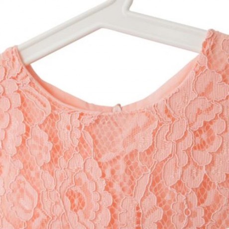 STYLISH JEWEL COLLAR SLEEVELESS SOLID COLOR BIG BOWKNOT GAUZE GIRLS PRINCESS DRESS (PINK)
