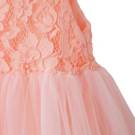 STYLISH JEWEL COLLAR SLEEVELESS SOLID COLOR BIG BOWKNOT GAUZE GIRLS PRINCESS DRESS (PINK)