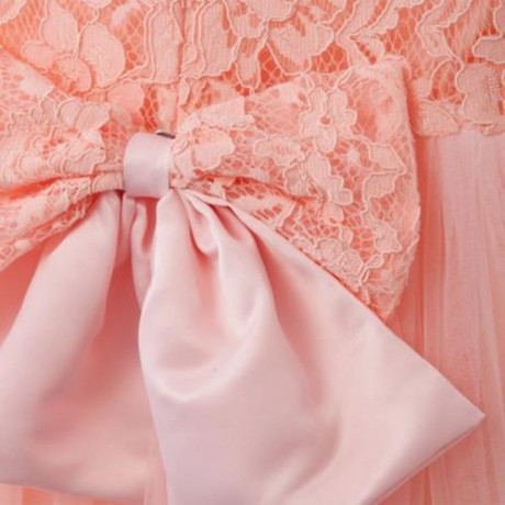 STYLISH JEWEL COLLAR SLEEVELESS SOLID COLOR BIG BOWKNOT GAUZE GIRLS PRINCESS DRESS (PINK)