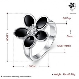 R735 SILVER PLATED NEW DESIGN FINGER RING FOR LADY (BLACK)