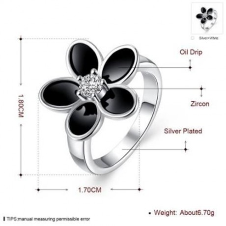 R735 SILVER PLATED NEW DESIGN FINGER RING FOR LADY (BLACK)