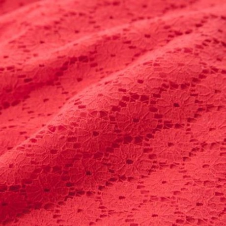 SWEET SOLID COLOR SCOOP NECK SLEEVELESS LACE HOLLOW GIRLS PRINCESS DRESS (RED)