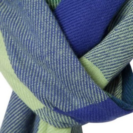 FASHION WOMEN WOOL WINTER SPAIN SCARF (BLUE AND GREEN)