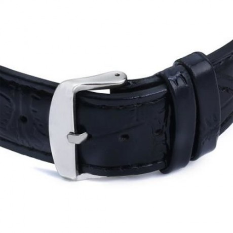 WINNER W045 MEN HOLLOW AUTOMATIC MECHANICAL WATCH WITH LEATHER BAND RHINESTONE SCALES (WHI