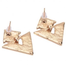 WOMEN RHINESTONE EMBELLISHED TRIANGLE RHOMBUS DESIGN EARRINGS (ORANGE)