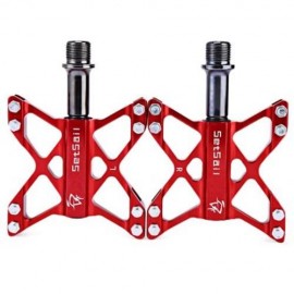 1 PAIR SETSAIL 068 MOUNTAIN BIKE PEDALS SUITABLE BMX FLAT WITH BUTTERFLY SHAPE (RED)