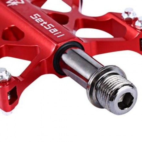1 PAIR SETSAIL 068 MOUNTAIN BIKE PEDALS SUITABLE BMX FLAT WITH BUTTERFLY SHAPE (RED)