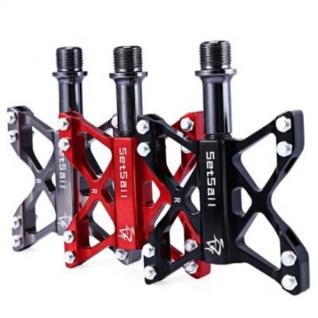 1 PAIR SETSAIL 068 MOUNTAIN BIKE PEDALS SUITABLE BMX FLAT WITH BUTTERFLY SHAPE (RED)