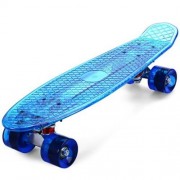 CL - 402 22 INCH TRANSPARENT PC LED RETRO SKATEBOARD LONGBOARD MINI CRUISER (BLUE)
