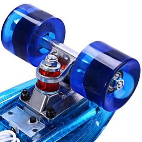 CL - 402 22 INCH TRANSPARENT PC LED RETRO SKATEBOARD LONGBOARD MINI CRUISER (BLUE)